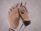 Dun Fjord Stick Horse Toy, Buckskin Hobby Horse for Kids Pretend Play, Rhinestone Halter Included, Horse Lover Gift