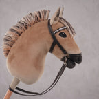 Dun Fjord Stick Horse Toy, Buckskin Hobby Horse for Kids Pretend Play, Rhinestone Halter Included, Horse Lover Gift