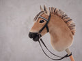 Dun Fjord Stick Horse Toy, Buckskin Hobby Horse for Kids Pretend Play, Rhinestone Halter Included, Horse Lover Gift