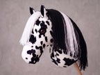 Spotted Stick Horse Toy, Black and White Appaloosa Hobby Horse for Kids Pretend Play, Free Halter Included, Horse Lover Gift