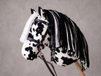 Spotted Stick Horse Toy, Black and White Appaloosa Hobby Horse for Kids Pretend Play, Free Halter Included, Horse Lover Gift
