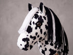 Spotted Stick Horse Toy, Black and White Appaloosa Hobby Horse for Kids Pretend Play, Free Halter Included, Horse Lover Gift