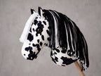 Spotted Stick Horse Toy, Black and White Appaloosa Hobby Horse for Kids Pretend Play, Free Halter Included, Horse Lover Gift