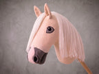 Palomino Stick Horse Toy, Cream Hobby Horse for Kids Pretend Play, White Mane Horse Lover Gift, Free Halter Included