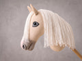 Palomino Stick Horse Toy, Cream Hobby Horse for Kids Pretend Play, White Mane Horse Lover Gift, Free Halter Included