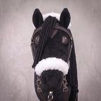 Black Stick Horse Toy, Elegant Midnight Hobby Horse for Kids Pretend Play, Fluffy Halter Included, Horse Lover Gift