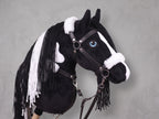 Beige Stick Horse Toy with Pink Mane, Elegant Hobby Horse for Kids Pretend Play, Rhinestone Halter Included, Horse Lover Gift