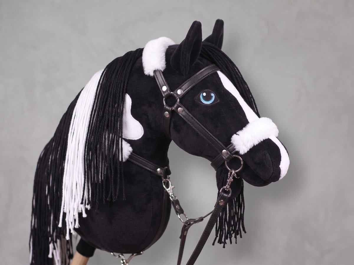 Beige Stick Horse Toy with Pink Mane, Elegant Hobby Horse for Kids Pretend Play, Rhinestone Halter Included, Horse Lover Gift