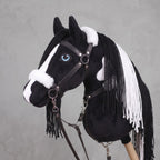 Beige Stick Horse Toy with Pink Mane, Elegant Hobby Horse for Kids Pretend Play, Rhinestone Halter Included, Horse Lover Gift