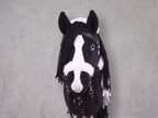 Beige Stick Horse Toy with Pink Mane, Elegant Hobby Horse for Kids Pretend Play, Rhinestone Halter Included, Horse Lover Gift
