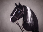 Black and White Stick Horse Toy, Pinto Hobby Horse for Kids Pretend Play, Blue Eyed Horse Lover Gift, Fluffy Halter Included
