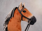 Chestnut Brown Stick Horse Toy, Realistic Hobby Horse for Kids Pretend Play, Rhinestone Halter Included, Horse Lover Gift