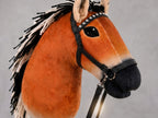 Chestnut Brown Stick Horse Toy, Realistic Hobby Horse for Kids Pretend Play, Rhinestone Halter Included, Horse Lover Gift