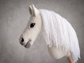 White Stick Horse Toy, Elegant Hobby Horse for Kids Pretend Play, Snowy White Mane, Free Halter Included, Horse Lover Gift
