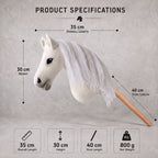 White Stick Horse Toy, Elegant Hobby Horse for Kids Pretend Play, Snowy White Mane, Free Halter Included, Horse Lover Gift