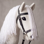 White Stick Horse Toy, Elegant Hobby Horse for Kids Pretend Play, Long White Mane, Black Halter Included, Horse Lover Gift