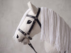 White Stick Horse Toy, Elegant Hobby Horse for Kids Pretend Play, Long White Mane, Black Halter Included, Horse Lover Gift