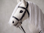 White Stick Horse Toy, Elegant Hobby Horse for Kids Pretend Play, Long White Mane, Black Halter Included, Horse Lover Gift