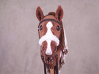 Brown and White Stick Horse Toy, Pinto Hobby Horse for Kids Pretend Play, Fluffy Halter Included, Horse Lover Gift