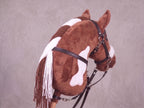 Brown and White Stick Horse Toy, Pinto Hobby Horse for Kids Pretend Play, Fluffy Halter Included, Horse Lover Gift
