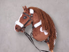 Brown and White Stick Horse Toy, Pinto Hobby Horse for Kids Pretend Play, Fluffy Halter Included, Horse Lover Gift