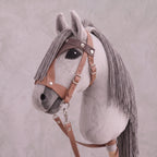Light Gray Stick Horse Toy, Elegant Hobby Horse for Kids Pretend Play, Charcoal Mane, Black Halter Included, Horse Lover Gift