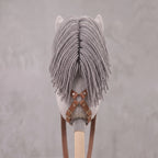 Light Gray Stick Horse Toy, Elegant Hobby Horse for Kids Pretend Play, Charcoal Mane, Black Halter Included, Horse Lover Gift