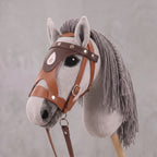 Light Gray Stick Horse Toy, Elegant Hobby Horse for Kids Pretend Play, Charcoal Mane, Black Halter Included, Horse Lover Gift