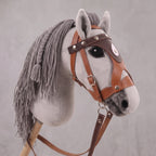Light Gray Stick Horse Toy, Elegant Hobby Horse for Kids Pretend Play, Charcoal Mane, Black Halter Included, Horse Lover Gift