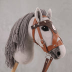 Light Gray Stick Horse Toy, Elegant Hobby Horse for Kids Pretend Play, Charcoal Mane, Black Halter Included, Horse Lover Gift